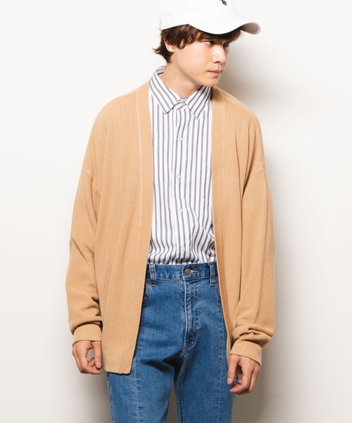 WEGO（ウィゴー）の「WEGO/カラーリンキングノーカラーカーディガン（カーディガン/ボレロ・メンズ・ブラック/ベージュ/ブルー系その他・MEDIUM/LARGE）」の2枚目の写真