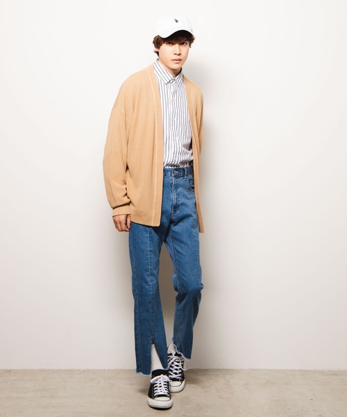 WEGO（ウィゴー）の「WEGO/カラーリンキングノーカラーカーディガン（カーディガン/ボレロ・メンズ・ブラック/ベージュ/ブルー系その他・MEDIUM/LARGE）」の9枚目の写真