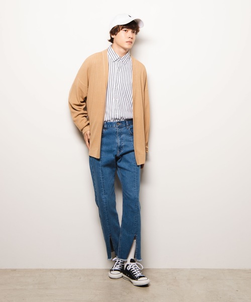 WEGO（ウィゴー）の「WEGO/カラーリンキングノーカラーカーディガン（カーディガン/ボレロ・メンズ・ブラック/ベージュ/ブルー系その他・MEDIUM/LARGE）」の10枚目の写真