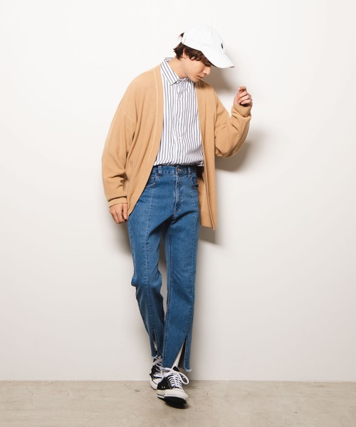 WEGO（ウィゴー）の「WEGO/カラーリンキングノーカラーカーディガン（カーディガン/ボレロ・メンズ・ブラック/ベージュ/ブルー系その他・MEDIUM/LARGE）」の12枚目の写真