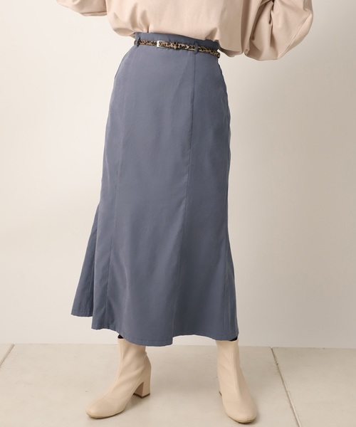 one after another NICE CLAUP（ワンアフターアナザーナイスクラップ）の「はらこベルト付きチューリップスカート（スカート・レディース・ブラウン系その他/ベージュ系その他/チェック/ブルー系その他・FREE）」の3枚目の写真