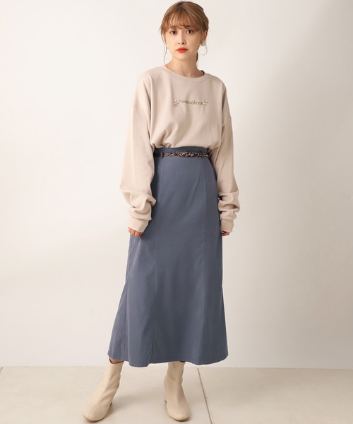 one after another NICE CLAUP（ワンアフターアナザーナイスクラップ）の「はらこベルト付きチューリップスカート（スカート・レディース・ブラウン系その他/ベージュ系その他/チェック/ブルー系その他・FREE）」の5枚目の写真