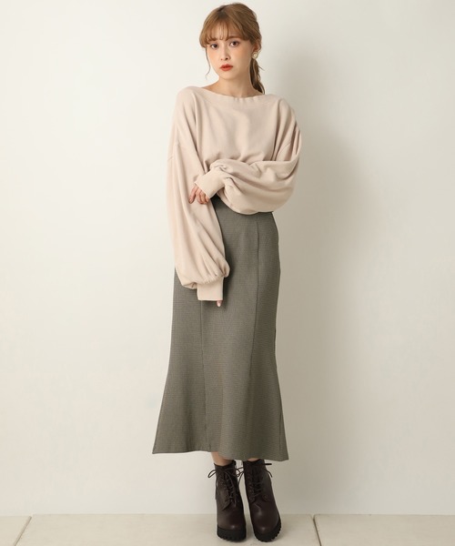 one after another NICE CLAUP（ワンアフターアナザーナイスクラップ）の「はらこベルト付きチューリップスカート（スカート・レディース・ブラウン系その他/ベージュ系その他/チェック/ブルー系その他・FREE）」の21枚目の写真