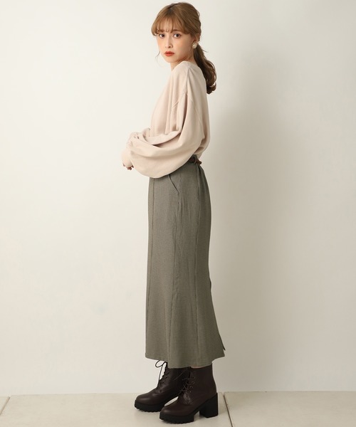 one after another NICE CLAUP（ワンアフターアナザーナイスクラップ）の「はらこベルト付きチューリップスカート（スカート・レディース・ブラウン系その他/ベージュ系その他/チェック/ブルー系その他・FREE）」の22枚目の写真