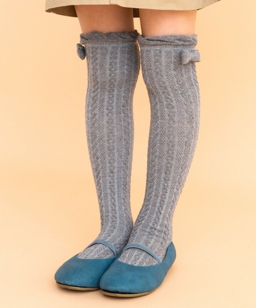 stample（スタンプル）の「リボンタック編みニーハイソックス2P（ソックス/靴下・キッズ・A・LL/M/L）」の2枚目の写真