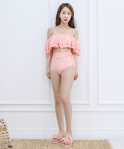 【OYSHO】パイピングビキニボトム単品 プリント柄リボン付きビキニボトム - ブルー | ZARA Japan / 日本