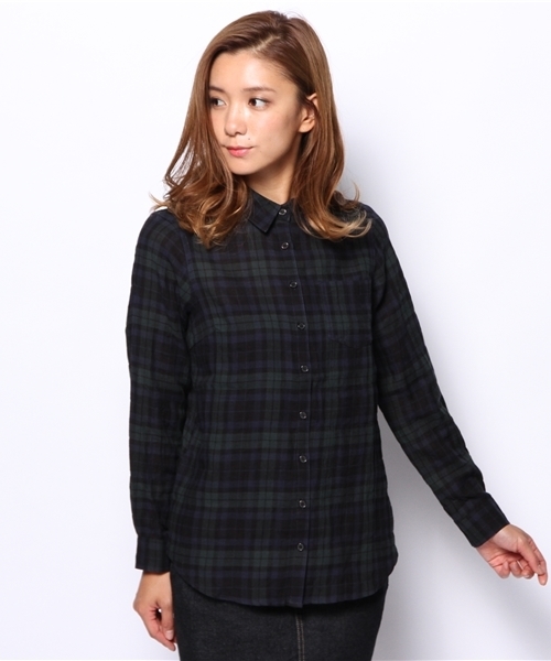one after another NICE CLAUP（ワンアフターアナザーナイスクラップ）の「【ナイスクラップ】シャーリングチェックシャツ（シャツ/ブラウス・レディース・ホワイト系その他/グリーン系その他/ブルー系その他・FREE）」の2枚目の写真