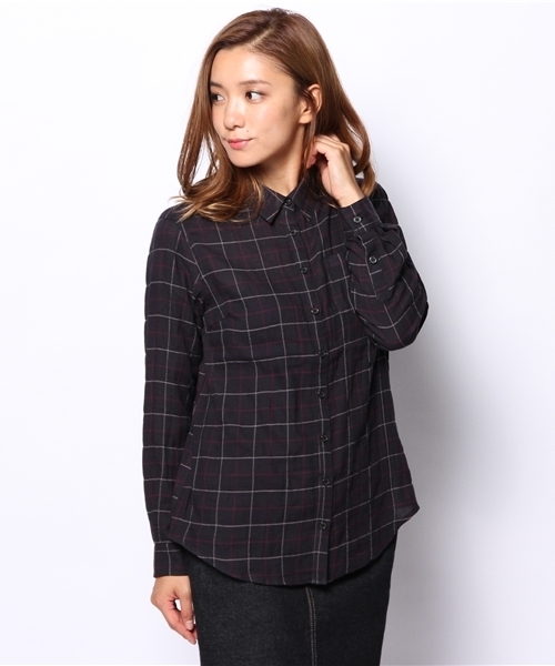 one after another NICE CLAUP（ワンアフターアナザーナイスクラップ）の「【ナイスクラップ】シャーリングチェックシャツ（シャツ/ブラウス・レディース・ホワイト系その他/グリーン系その他/ブルー系その他・FREE）」の3枚目の写真