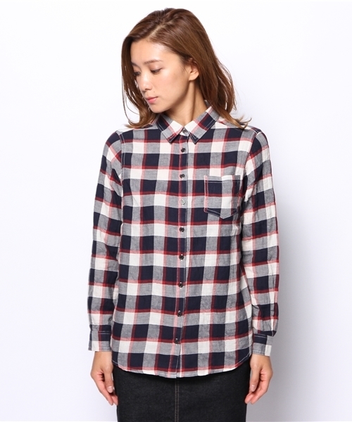 one after another NICE CLAUP（ワンアフターアナザーナイスクラップ）の「【ナイスクラップ】シャーリングチェックシャツ（シャツ/ブラウス・レディース・ホワイト系その他/グリーン系その他/ブルー系その他・FREE）」の6枚目の写真