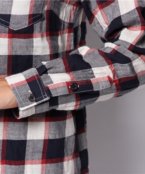 one after another NICE CLAUP（ワンアフターアナザーナイスクラップ）の「【ナイスクラップ】シャーリングチェックシャツ（シャツ/ブラウス・レディース・ホワイト系その他/グリーン系その他/ブルー系その他・FREE）」の10枚目の写真