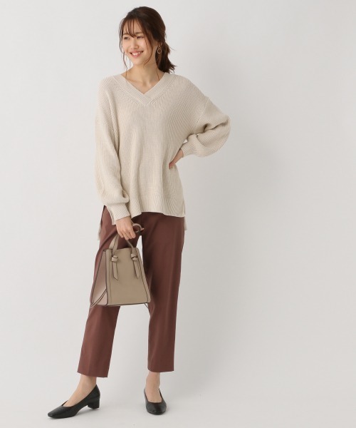 GLOBAL WORK（グローバルワーク）の「洗えるサクラオイルVネック/868920（ニット/セーター・レディース・ライトブルー/ベージュ/オフホワイト・FREE）」の14枚目の写真