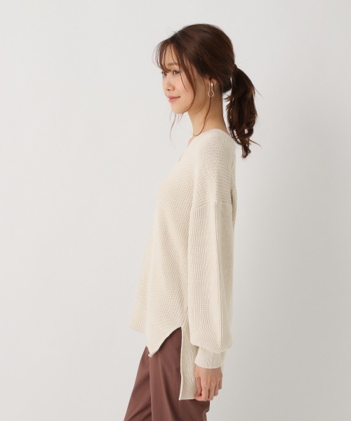 GLOBAL WORK（グローバルワーク）の「洗えるサクラオイルVネック/868920（ニット/セーター・レディース・ライトブルー/ベージュ/オフホワイト・FREE）」の9枚目の写真