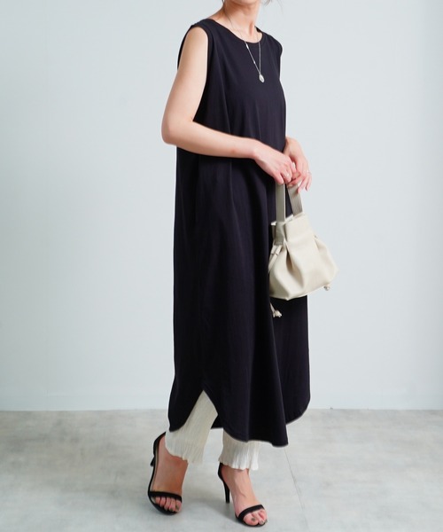 Fizz（フィズ）の「【Fizz/フィズ】　コットン100%　ノースリーブワンピース（ワンピース・レディース・ブラック/カーキ/マスタード/グレイッシュベージュ/モカ/パープル/ライトカーキ/ブルー・M）」の16枚目の写真