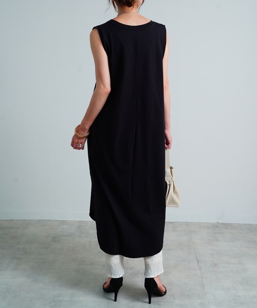 Fizz（フィズ）の「【Fizz/フィズ】　コットン100%　ノースリーブワンピース（ワンピース・レディース・ブラック/カーキ/マスタード/グレイッシュベージュ/モカ/パープル/ライトカーキ/ブルー・M）」の17枚目の写真