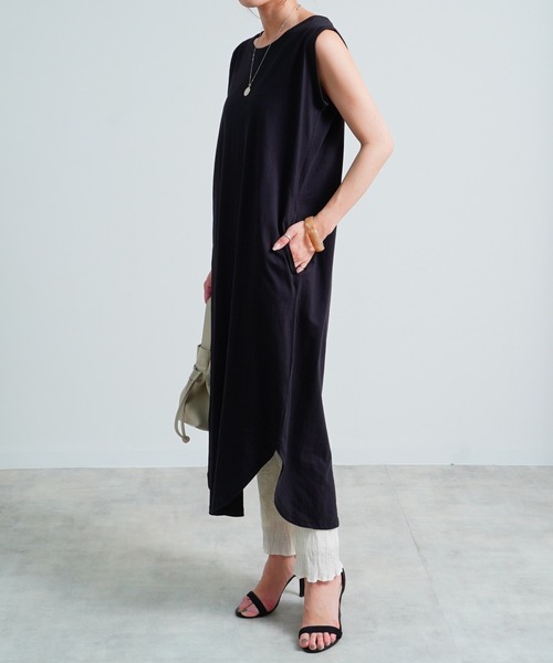 Fizz（フィズ）の「【Fizz/フィズ】　コットン100%　ノースリーブワンピース（ワンピース・レディース・ブラック/カーキ/マスタード/グレイッシュベージュ/モカ/パープル/ライトカーキ/ブルー・M）」の20枚目の写真