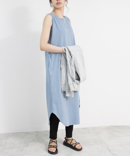 Fizz（フィズ）の「【Fizz/フィズ】　コットン100%　ノースリーブワンピース（ワンピース・レディース・ブラック/カーキ/マスタード/グレイッシュベージュ/モカ/パープル/ライトカーキ/ブルー・M）」の11枚目の写真