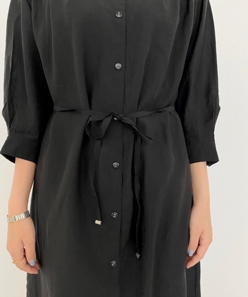 PAGEBOY（ページボーイ）の「シアーバンドカラーシャツワンピース（ワンピース・レディース・ブラック/グレイッシュベージュ/グリーン系その他4・FREE）」の12枚目の写真