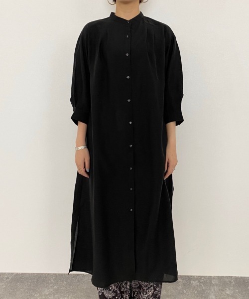 PAGEBOY（ページボーイ）の「シアーバンドカラーシャツワンピース（ワンピース・レディース・ブラック/グレイッシュベージュ/グリーン系その他4・FREE）」の16枚目の写真