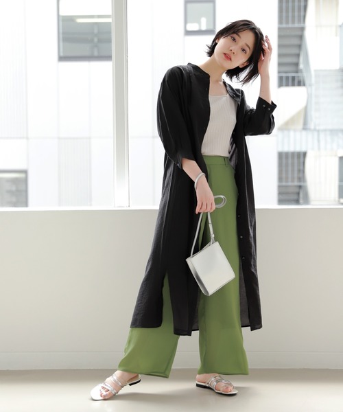 PAGEBOY（ページボーイ）の「シアーバンドカラーシャツワンピース（ワンピース・レディース・ブラック/グレイッシュベージュ/グリーン系その他4・FREE）」の22枚目の写真