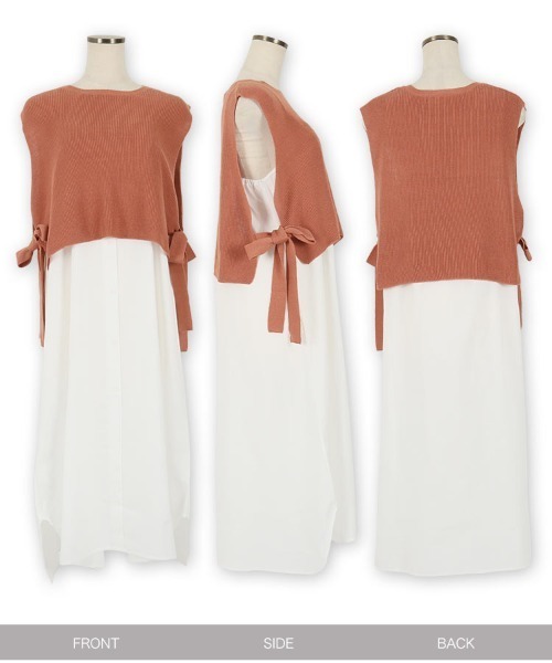 KOBE LETTUCE（コウベレタス）の「[2点SET]ニットベスト×キャミワンピースセット（ワンピース・レディース・ブラック/カーキ/オレンジ・FREE）」の11枚目の写真