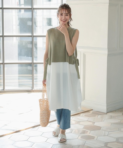 KOBE LETTUCE（コウベレタス）の「[2点SET]ニットベスト×キャミワンピースセット（ワンピース・レディース・ブラック/カーキ/オレンジ・FREE）」の7枚目の写真