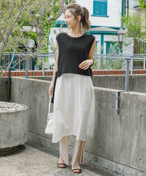 KOBE LETTUCE（コウベレタス）の「[2点SET]ニットベスト×キャミワンピースセット（ワンピース・レディース・ブラック/カーキ/オレンジ・FREE）」の9枚目の写真