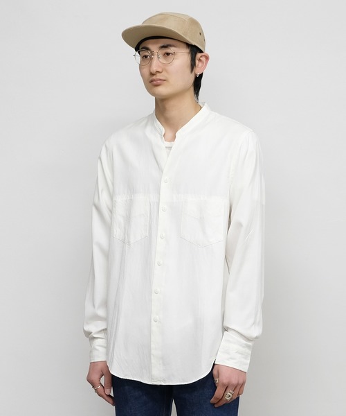 SUBTLE authentic(サートルオーセンティック)の「SUBTLE authentic:Stand V-Neck Shirt スタンド vネック シャツ(シャツ/ブラウス・メンズ・オフホワイト・M/S/L)」の13枚目の写真