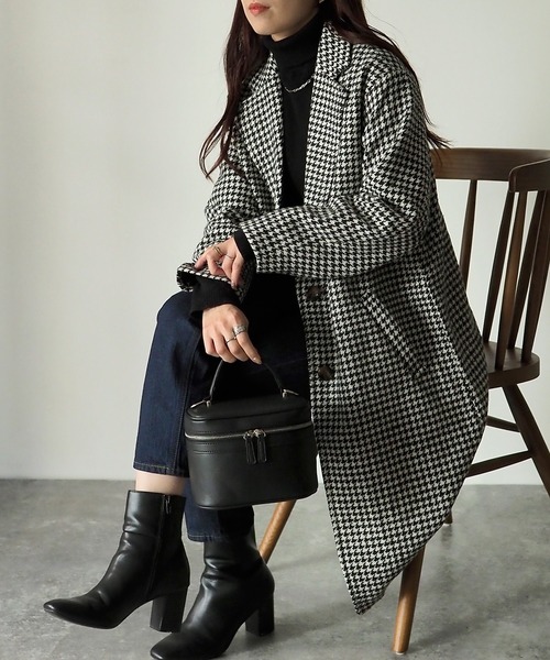 Riberry(リベリー)の「千鳥ロングジャケットコート(テーラードジャケット・レディース・ブラウン/ブラック/A/B・MEDIUM)」の4枚目の写真