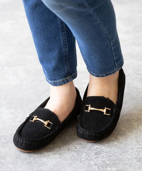 menue(メヌエ)の「フェイクファー ビットモカシン(モカシン/デッキシューズ・レディース・キャメル/ブラック/チャコールグレー・LL/3L/S/M/L/XS)」の5枚目の写真