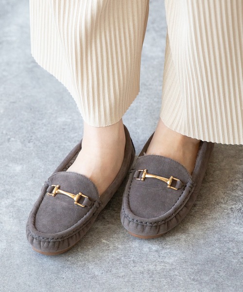 menue(メヌエ)の「フェイクファー ビットモカシン(モカシン/デッキシューズ・レディース・キャメル/ブラック/チャコールグレー・LL/3L/S/M/L/XS)」の9枚目の写真