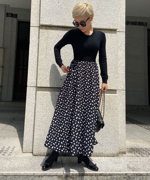 JENNE【完売品】l'amourニットドッキングワンピース