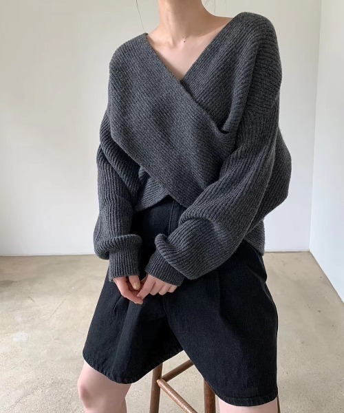 ABITOKYO（アビトーキョー）の「リブクロスニットプルオーバー（ニット/セーター・レディース・ベージュ/グレー/モカ/ブラウン/ブルーグレー/ダークブラウン/パープル/グリーン/ブラック/レッド・FREE）」の13枚目の写真