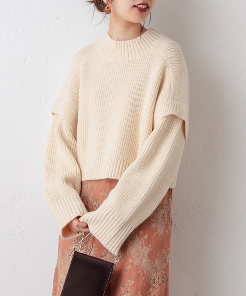 natural couture(ナチュラルクチュール)の「ふわもちあったかショートニット(ニット/セーター・レディース・ベージュ/オフホワイト/ライトベージュ/チャコール・FREE)」の14枚目の写真