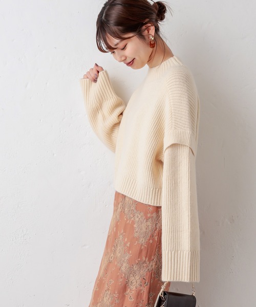 natural couture(ナチュラルクチュール)の「ふわもちあったかショートニット(ニット/セーター・レディース・ベージュ/オフホワイト/ライトベージュ/チャコール・FREE)」の15枚目の写真