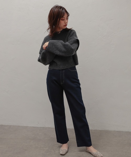 natural couture(ナチュラルクチュール)の「ふわもちあったかショートニット(ニット/セーター・レディース・ベージュ/オフホワイト/ライトベージュ/チャコール・FREE)」の21枚目の写真
