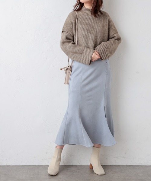 natural couture(ナチュラルクチュール)の「ふわもちあったかショートニット(ニット/セーター・レディース・ベージュ/オフホワイト/ライトベージュ/チャコール・FREE)」の6枚目の写真