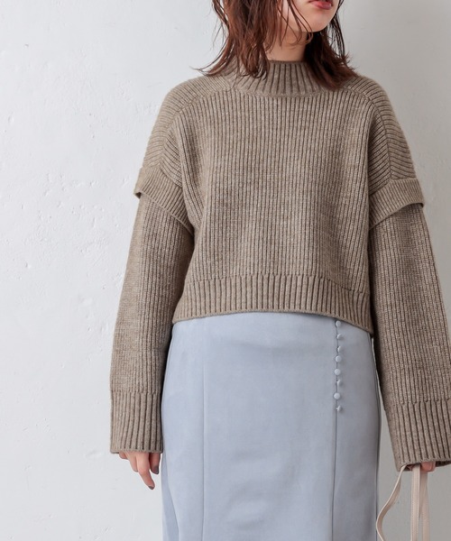 natural couture(ナチュラルクチュール)の「ふわもちあったかショートニット(ニット/セーター・レディース・ベージュ/オフホワイト/ライトベージュ/チャコール・FREE)」の5枚目の写真