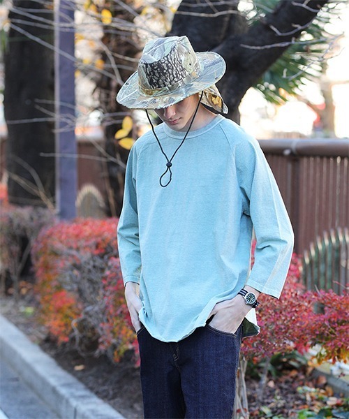 WALLA WALLA SPORT（ワラワラスポーツ）の「3/4 BASEBALL TEE PIGMENT DYE / 3/4 ベースボールT　ピグメントダイ（Tシャツ/カットソー・メンズ・ブラック/ベージュ/ピンク/セージグリーン/アクア・MEDIUM/X-LARGE/XX-LARGE/SMALL/LARGE）」の4枚目の写真