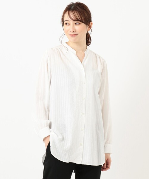 J.PRESS Ladies(J.プレス レディス)の「【洗える】SOMELOS ANA スタンドカラー ブラウス(シャツ/ブラウス・レディース・ホワイト系1・XS)」の4枚目の写真