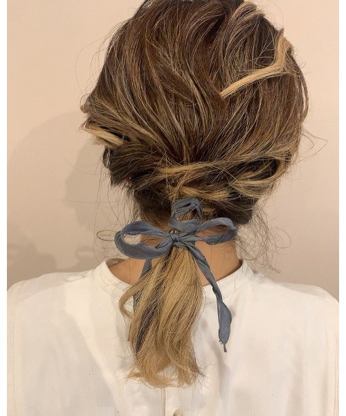 mou（モウ）の「ラップヘアリボンヘアアクセサリー（その他ヘアアクセサリー・レディース・レッド/オレンジ/ブラック/グリーン/ピンクベージュ/ブルー・FREE）」の8枚目の写真