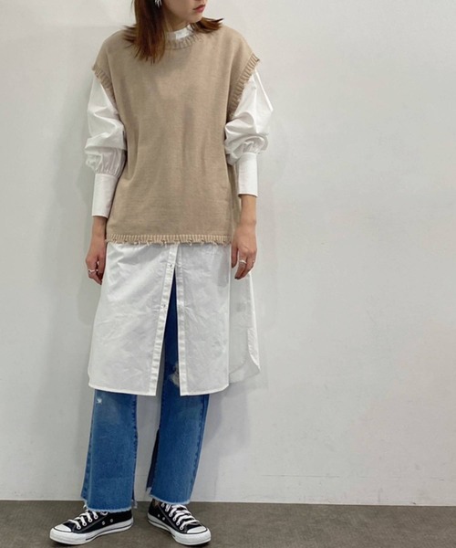 bohmal（ボマール）の「袖ボリュームシャツワンピース（ワンピース・レディース・ブラック/ホワイト・FREE）」の22枚目の写真