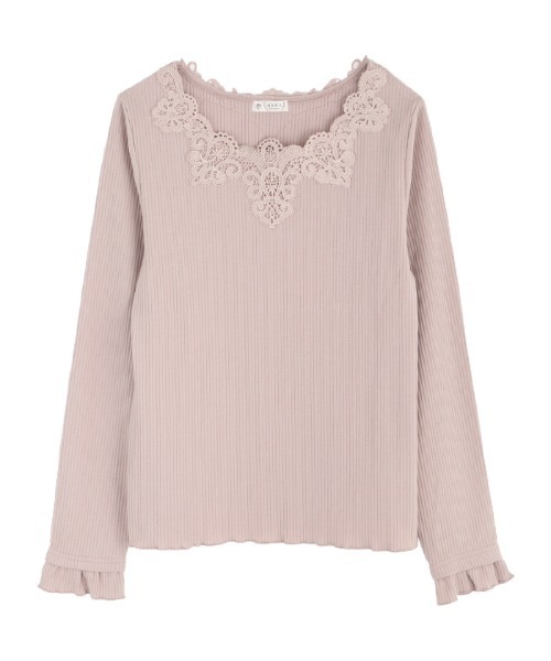 axes femme（アクシーズファム）の「モチーフレースインナー（Tシャツ/カットソー・レディース・キナリ/ミント/ピンク/ブラック・MEDIUM）」の2枚目の写真