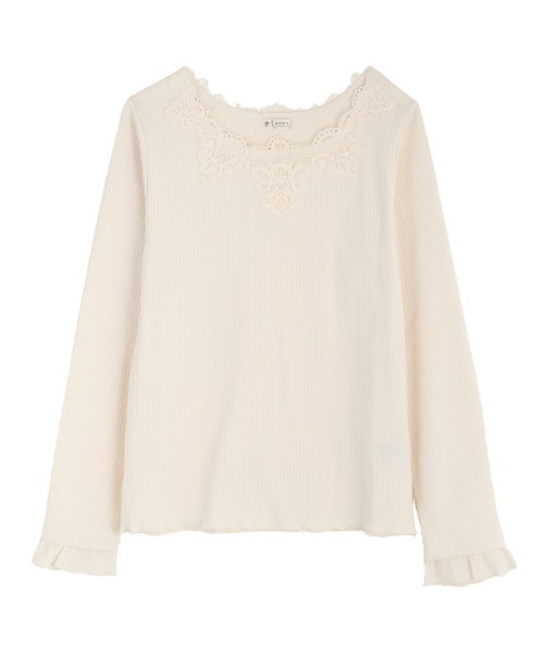 axes femme（アクシーズファム）の「モチーフレースインナー（Tシャツ/カットソー・レディース・キナリ/ミント/ピンク/ブラック・MEDIUM）」の3枚目の写真