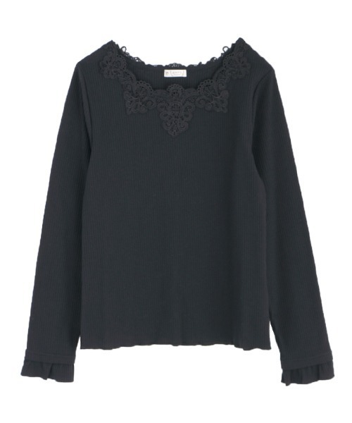 axes femme（アクシーズファム）の「モチーフレースインナー（Tシャツ/カットソー・レディース・キナリ/ミント/ピンク/ブラック・MEDIUM）」の4枚目の写真
