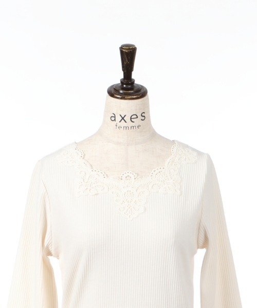 axes femme（アクシーズファム）の「モチーフレースインナー（Tシャツ/カットソー・レディース・キナリ/ミント/ピンク/ブラック・MEDIUM）」の8枚目の写真