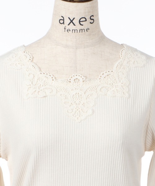 axes femme（アクシーズファム）の「モチーフレースインナー（Tシャツ/カットソー・レディース・キナリ/ミント/ピンク/ブラック・MEDIUM）」の10枚目の写真