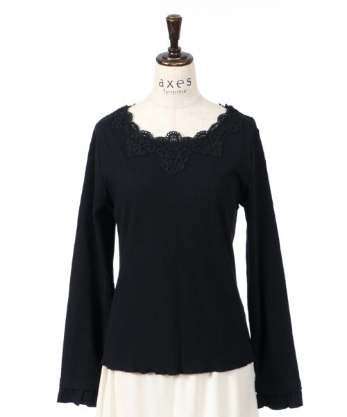 axes femme（アクシーズファム）の「モチーフレースインナー（Tシャツ/カットソー・レディース・キナリ/ミント/ピンク/ブラック・MEDIUM）」の16枚目の写真