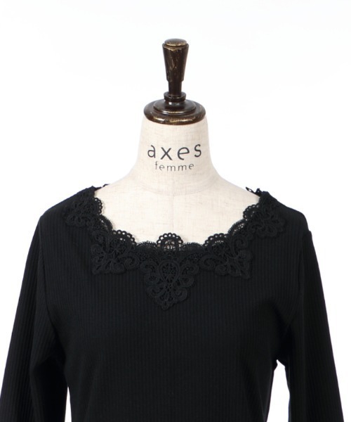 axes femme（アクシーズファム）の「モチーフレースインナー（Tシャツ/カットソー・レディース・キナリ/ミント/ピンク/ブラック・MEDIUM）」の19枚目の写真