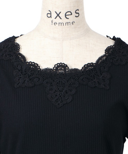 axes femme（アクシーズファム）の「モチーフレースインナー（Tシャツ/カットソー・レディース・キナリ/ミント/ピンク/ブラック・MEDIUM）」の21枚目の写真