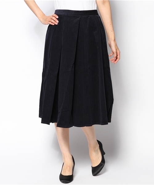 DISCOAT（ディスコート）の「【Discoat】細コールタックスカート（スカート・レディース・オフホワイト/ネイビー/ブラック・ﾌﾘ-）」の3枚目の写真